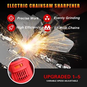 SARRED Electric Chainsaw Sharpener Kit, Handheld Portable 180W Power Chain Saw Sharpen Tool Set, Multi-Purpose Blade Sharpening File with 58 Accessories for Chain Sharpening, Crafting Projects