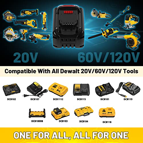 CaliHutt 【Upgrade】 20V/60V/120V MAX 9.0Ah Replacement Battery for Flexvolt MAX DCB606 DCB612 DCB606-2 DCB609-2 DCB204 DCB206 Cordless Power Tools Lithium-ion Battery