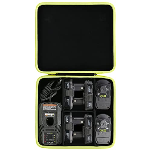 Khanka Hard Battery Storage Box Holder Carrying Case Replacement for Ryobi 12v/18v/40v Li-ion Battery and Charger - Holds 12V 20V 40V 1.5/2.0/2.5/3.0/3.5/4.0/5.0/6.0-Ah Battery, Charger (Case Only)