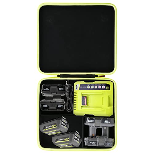 Khanka Hard Battery Storage Box Holder Carrying Case Replacement for Ryobi 12v/18v/40v Li-ion Battery and Charger - Holds 12V 20V 40V 1.5/2.0/2.5/3.0/3.5/4.0/5.0/6.0-Ah Battery, Charger (Case Only)