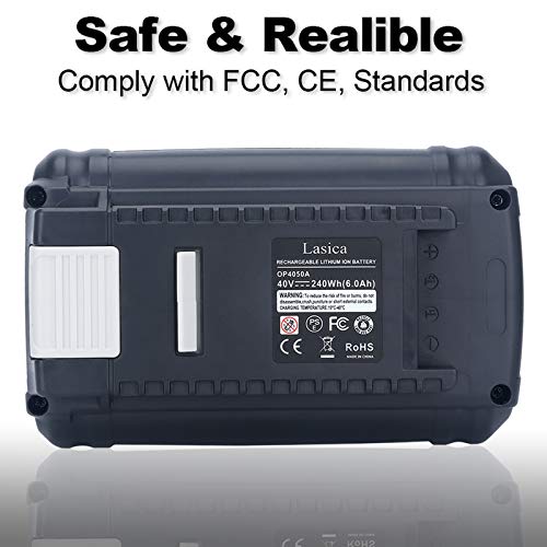 Lasica Replacement for Ryobi 40V 6.0Ah Battery, Compatible with Ryobi 40-Volt Collection Cordless Power Tools RY405010 RY40890VNM OP4040 OP4050A OP40601 OP40201 OP4026 OP4030 OP4060 Lithium Battery