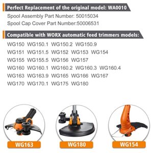 X Home WA0010 Weed Eater String Compatible with Worx Select Electric String Trimmers, 10 Spools & 2 Caps