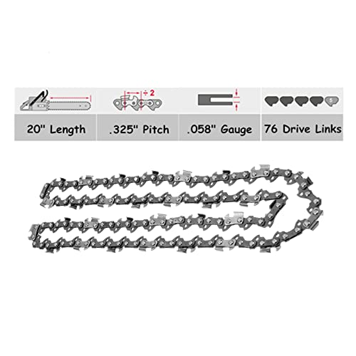 Zllparts 2-Packs 20 Inch Saw Chain 76 Drive Links 0.325'' Pitch 0.058'' Gauge Fits Carton Origen Steele, Replaces Blue Max 20 Inch Chainsaw Chain 53543 52209 8901 8902 53543 52209