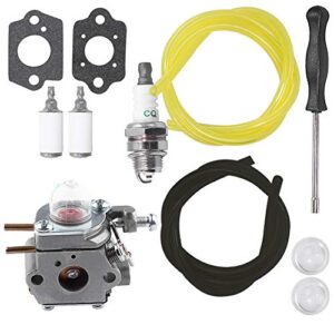 WT973 Carburetor for Bolens BL110 BL160 BL425 Cub Cadet BC210 BC280 CC212 CS202 SS270 String Trimmer Brushcutter Carb Kit with Fuel Filter Fuel Lines Spark Plug