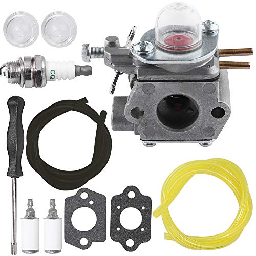 WT973 Carburetor for Bolens BL110 BL160 BL425 Cub Cadet BC210 BC280 CC212 CS202 SS270 String Trimmer Brushcutter Carb Kit with Fuel Filter Fuel Lines Spark Plug