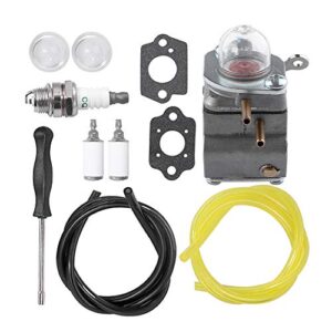 WT973 Carburetor for Bolens BL110 BL160 BL425 Cub Cadet BC210 BC280 CC212 CS202 SS270 String Trimmer Brushcutter Carb Kit with Fuel Filter Fuel Lines Spark Plug