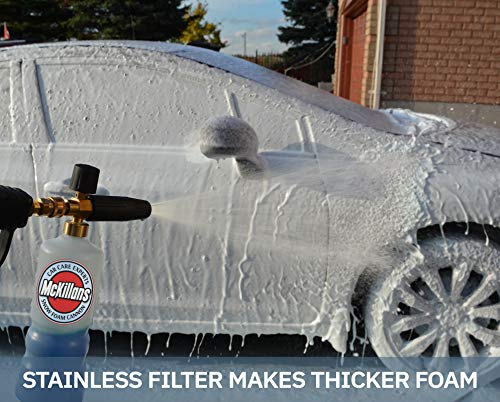 McKillans Car Wash Foam Cannon for Pressure Washer - Foam Cannon Lance Pressure Washer Soap Dispenser - Snow Foam Cannon for Car Washing with Adjustable Thick Foam - Including 1/4 Quick Connector