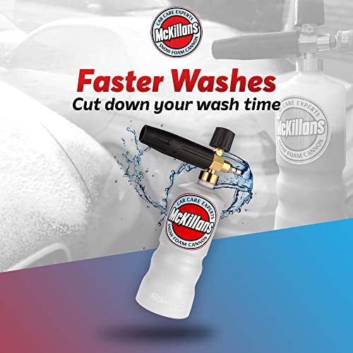 McKillans Car Wash Foam Cannon for Pressure Washer - Foam Cannon Lance Pressure Washer Soap Dispenser - Snow Foam Cannon for Car Washing with Adjustable Thick Foam - Including 1/4 Quick Connector