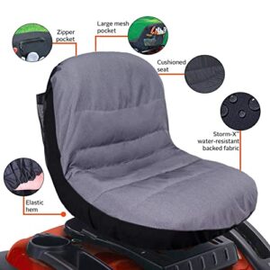 Universal Riding Lawn Mower Seat Cover, Compatible with John Deere, Craftsman, Cub Cadet, Kubota, Waterproof Seat Cover Fits Tractor seat backrests 12.5" - 14" H Without armrests