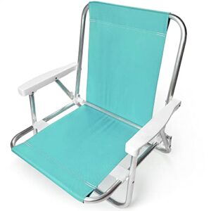 Beachland Aluminum Folding Sand Chair with Armrests - 1 Position - Lightweight Beach Chair - Small and Portable (2, Blue-Mint)