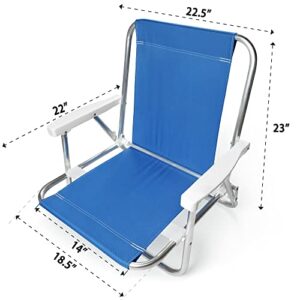 Beachland Aluminum Folding Sand Chair with Armrests - 1 Position - Lightweight Beach Chair - Small and Portable (2, Blue-Mint)