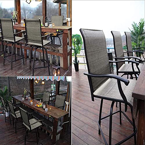 BENAROME Outdoor Swivel Bar Stool Set, High Patio Bar Chairs, All Weather Furniture Breathable Textilene for Bistro Lawn Backyard (4, Gray)