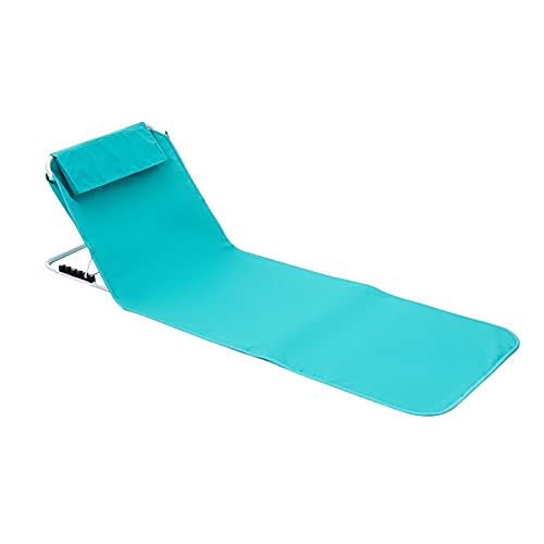 Dheva-C Outdoor Beach Folding Chaise Lounge Chair for Beach, Sunbathing, Patio, Pool, Lawn, Deck, Portable Lightweight Heavy-Duty Adjustable Camping Reclining Chair with Pillow, Blue (Blue) 5560