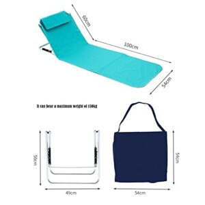 Dheva-C Outdoor Beach Folding Chaise Lounge Chair for Beach, Sunbathing, Patio, Pool, Lawn, Deck, Portable Lightweight Heavy-Duty Adjustable Camping Reclining Chair with Pillow, Blue (Blue) 5560