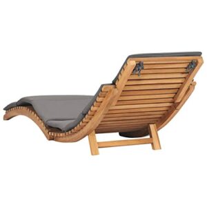 HechoVinen Wooden Sun Lounger,Ergonomically Curved Shape Lounge Chair with Dark Gray Cushion Folding Outdoor Patio Chair Save Space,Solid Teak Wood