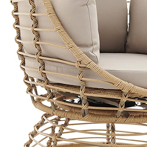 Barton Oversized Egg Style Wicker Chair w/Canopy & 4 Cushions Swivel Outdoor Patio Lounge Basket