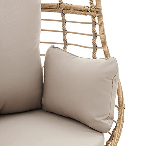 Barton Oversized Egg Style Wicker Chair w/Canopy & 4 Cushions Swivel Outdoor Patio Lounge Basket