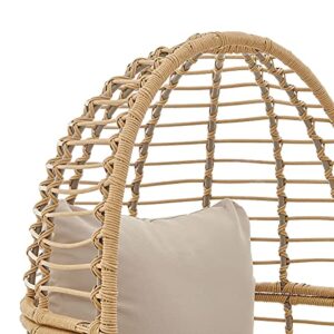 Barton Oversized Egg Style Wicker Chair w/Canopy & 4 Cushions Swivel Outdoor Patio Lounge Basket