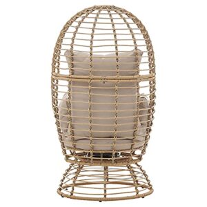 Barton Oversized Egg Style Wicker Chair w/Canopy & 4 Cushions Swivel Outdoor Patio Lounge Basket