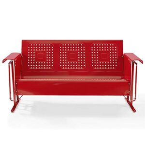 Pemberly Row Metal Gliding Patio Sofa in Red