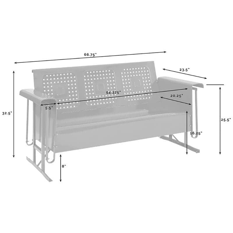 Pemberly Row Metal Gliding Patio Sofa in Red