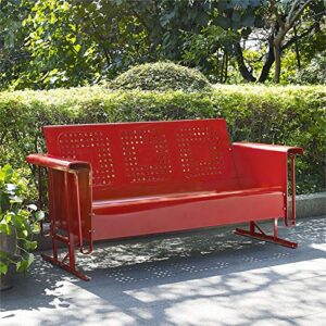 Pemberly Row Metal Gliding Patio Sofa in Red