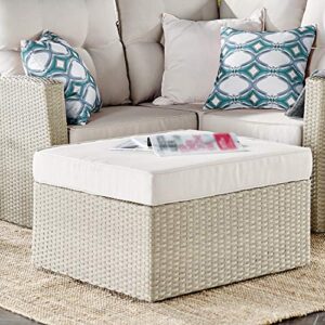 canaan all-weather wicker outdoor 26″ square ottoman with cushion