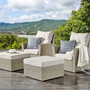 Canaan All-Weather Wicker Outdoor 26" Square Ottoman with Cushion