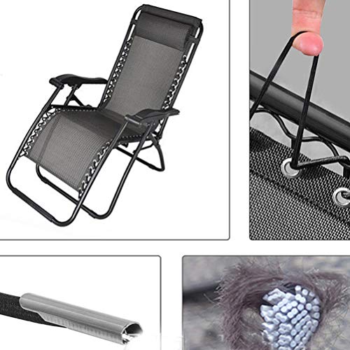 Garneck 8pcs Chair Replacement Cords, Deck Chair Rope, Deck Chair Accessories Chaise Longue Rope Chaise Elastic Rope Recliner Parts(Black)