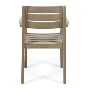 Christopher Knight Home 306673 Stanford Outdoor Dining Chairs | Acacia Wood | Gray Finish | Set of 2