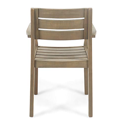 Christopher Knight Home 306673 Stanford Outdoor Dining Chairs | Acacia Wood | Gray Finish | Set of 2