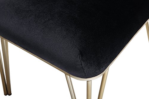 Iconic Home Callahan Dining Side Chair Button Tufted Velvet Upholstered Solid Gold Tone Metal Base Spindle Legs (Set of 2) Modern Contemporary, Black