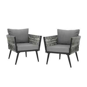 christopher knight home weber outdoor wicker club chairs (set of 2), light dark gray