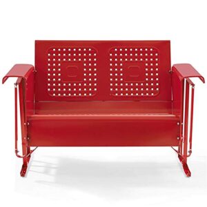 Crosley Bates Metal Gliding Patio Loveseat in Red