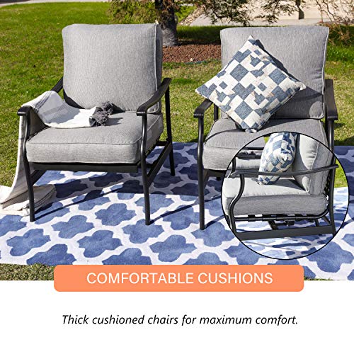 LOKATSE HOME Patio Bistro Dining Chairs Sets Outdoor Conversation Steel Iron Furniture with 5.1 Inch Thick Seat Cushions, Grey