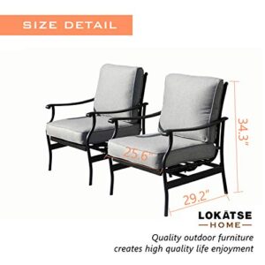 LOKATSE HOME Patio Bistro Dining Chairs Sets Outdoor Conversation Steel Iron Furniture with 5.1 Inch Thick Seat Cushions, Grey