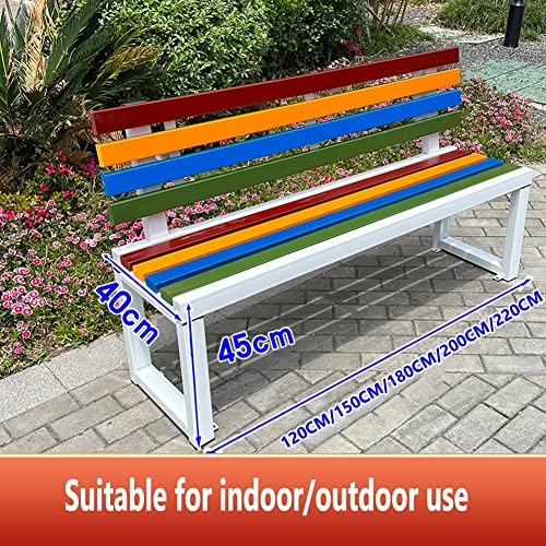 Outdoor Park Bench, 120-220CM Colored Iron Lounge Bench, Courtyard Park Gallery Square Weatherproof Bench (Size : 40X45X120CM)