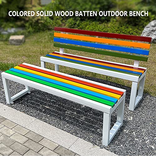 Outdoor Park Bench, 120-220CM Colored Iron Lounge Bench, Courtyard Park Gallery Square Weatherproof Bench (Size : 40X45X120CM)