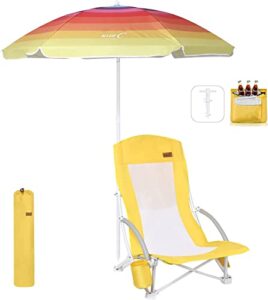 nice c beach chair with umbrella and cooler + low beach chair 2 pack orange