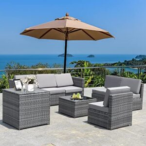 cxdtbh 8pcs outdoor wicker rattan furniture set cushioned sectional sofa storage table corner sofa