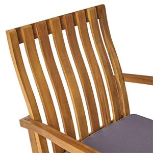 Colmena Outdoor Acacia Wood Rustic Style Rocking Chair with Cushions (Set of 2) - Teak and Dark Gray Finish