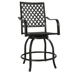 Ulax Furniture Outdoor 2-Piece Counter Height Swivel Bar Stools High Patio Dining Chair Set