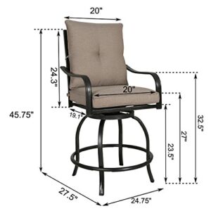 Ulax Furniture Outdoor 2-Piece Counter Height Swivel Bar Stools High Patio Dining Chair Set