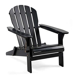 plow & hearth 62a80-bk foldable eucalyptus adirondack chair, black