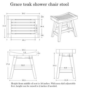 Grace Teak Shower Bench or Kitchen Bench Patio Chair Height Bench by BayviewPatio