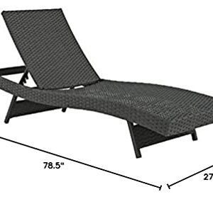 Modway Sojourn Wicker Rattan Outdoor Patio Sunbrella Fabric Chaise Lounge in Canvas Navy