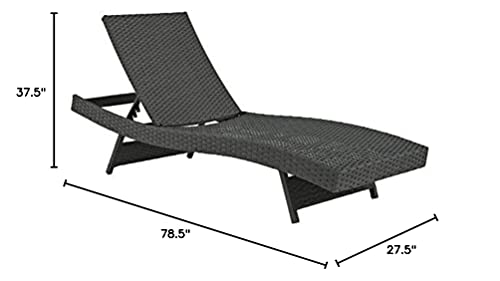 Modway Sojourn Wicker Rattan Outdoor Patio Sunbrella Fabric Chaise Lounge in Canvas Navy