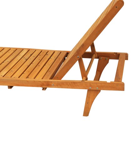 Leisure Season CL7111 Chaise Lounge with Pull-Out Tray - Brown - 1 Piece - Wooden Reclining Outdoor Furniture for Sunbathing, Relaxation - Great Patio, Pool Deck, Garden, Lawn or Beach Lounging Chair
