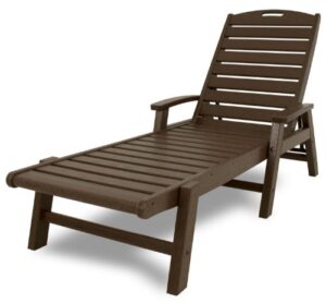 trex outdoor furniture yacht club stackable chaise lounger with arms, vintage lantern