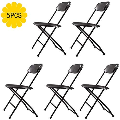 Sandinrayli 5-Pack Black Plastic Folding Chair Outdoor Patio Garden Wedding Party Event Furniture Chairs